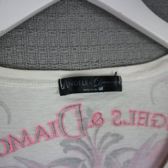 Angels and Diamonds Made in USA Y2K Pink Wings Grunge Shirt Womens Large - Picture 6 of 7